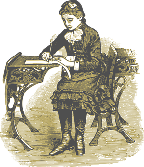 Vintage Sewing Girl Silhouette PNG image