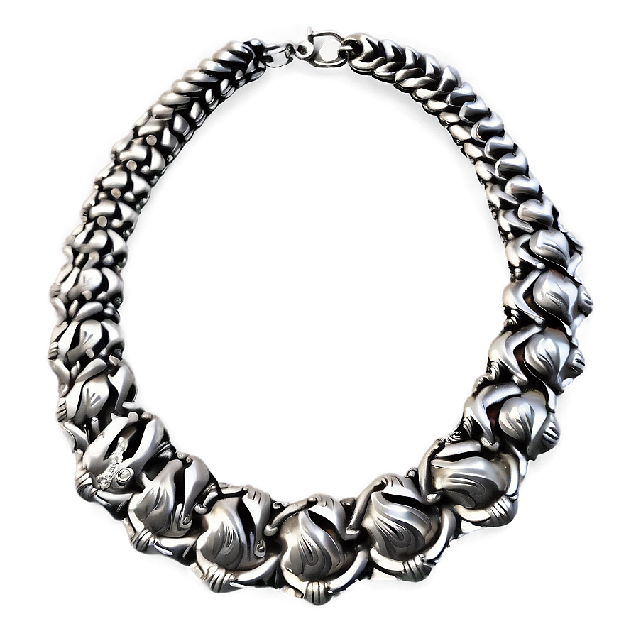 Vintage Silver Necklace Png 06282024 PNG image