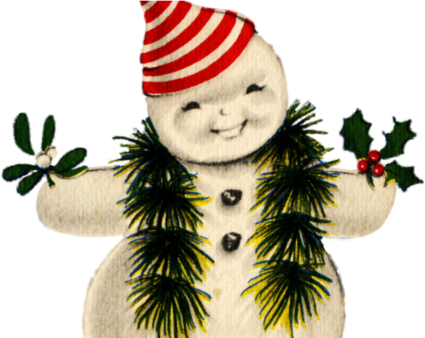 Vintage Smiling Snowman Clipart PNG image