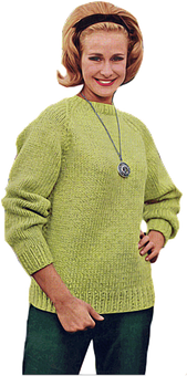 Vintage Smiling Woman Green Sweater PNG image