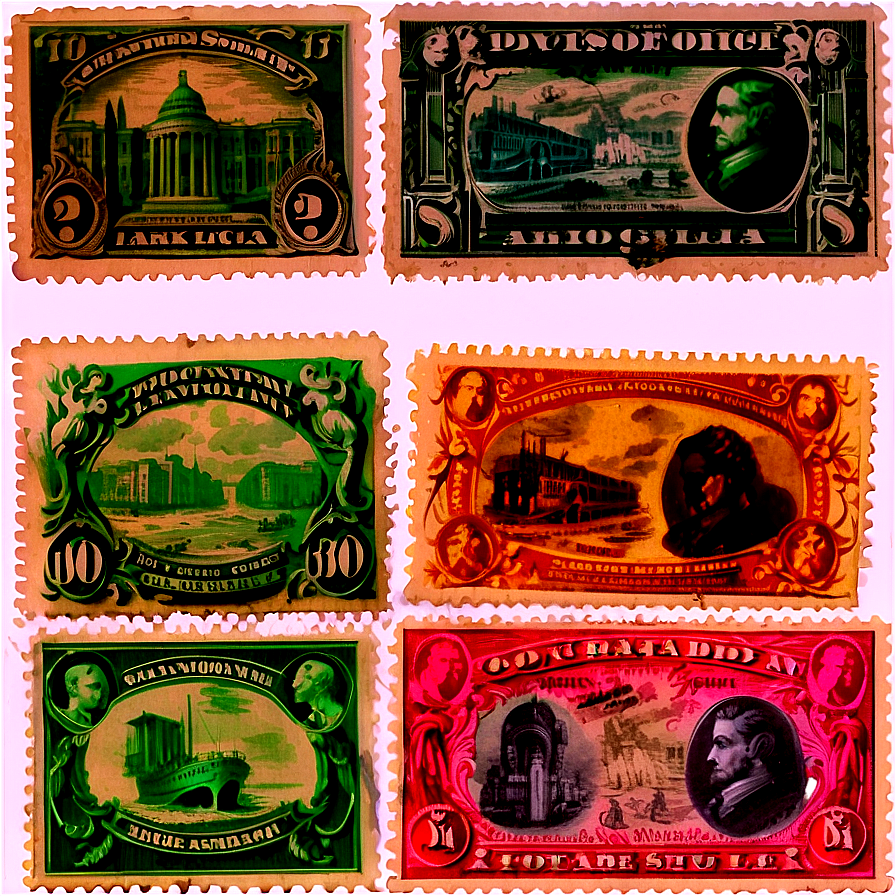 Vintage Stamp Montage Png Cfh PNG image