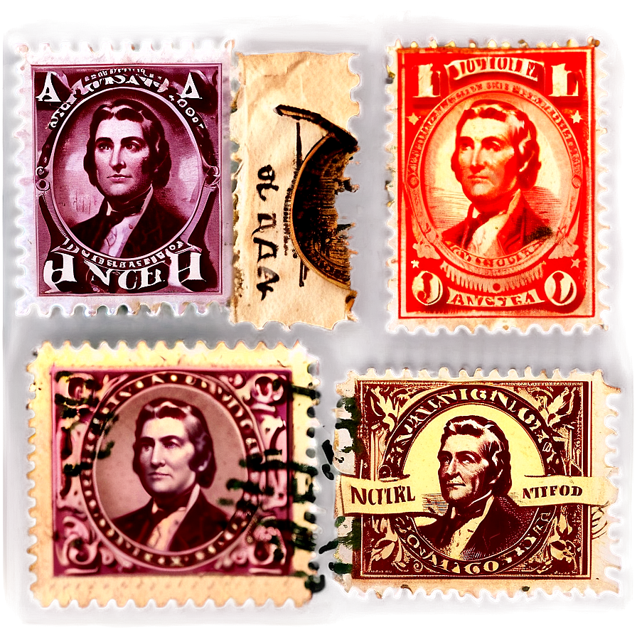 Vintage Stamp Montage Png Frn PNG image