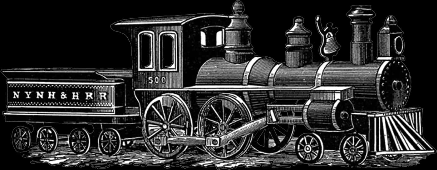 Vintage Steam Engine Illustration PNG image