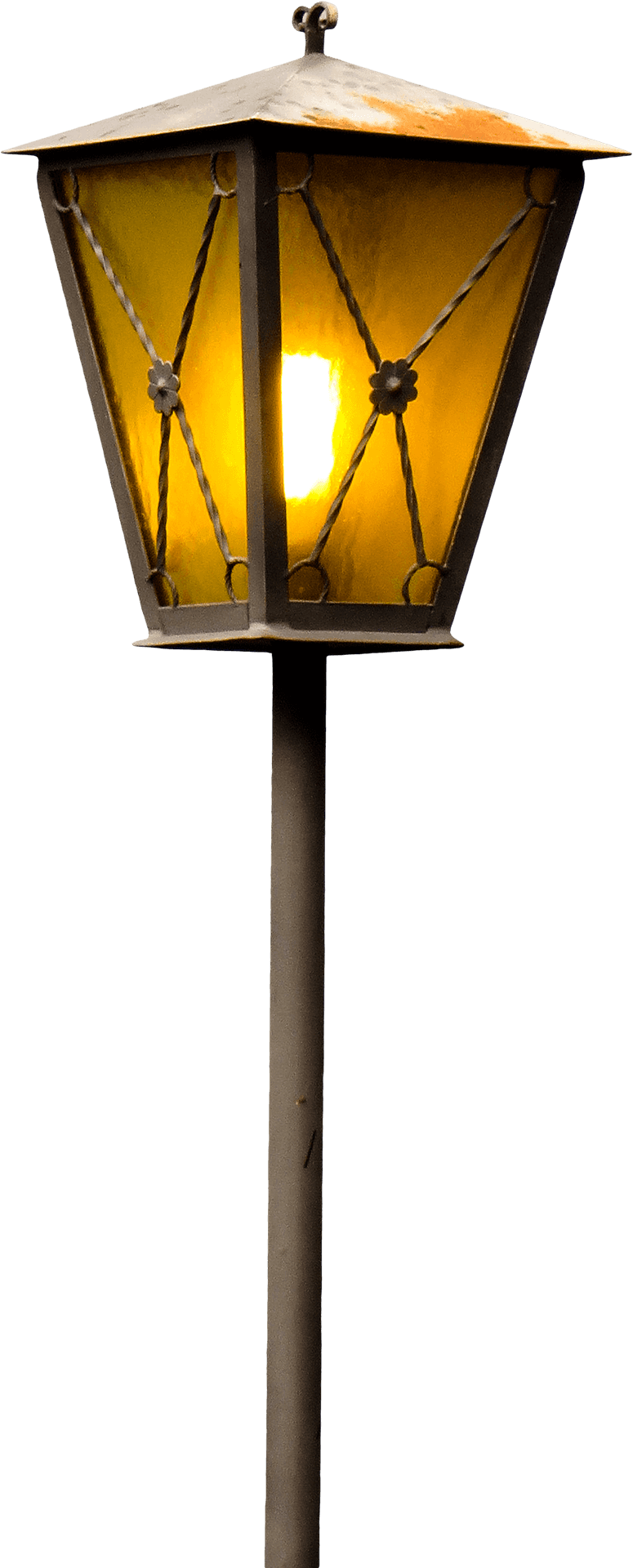 Vintage Street Lamp Illuminated PNG image