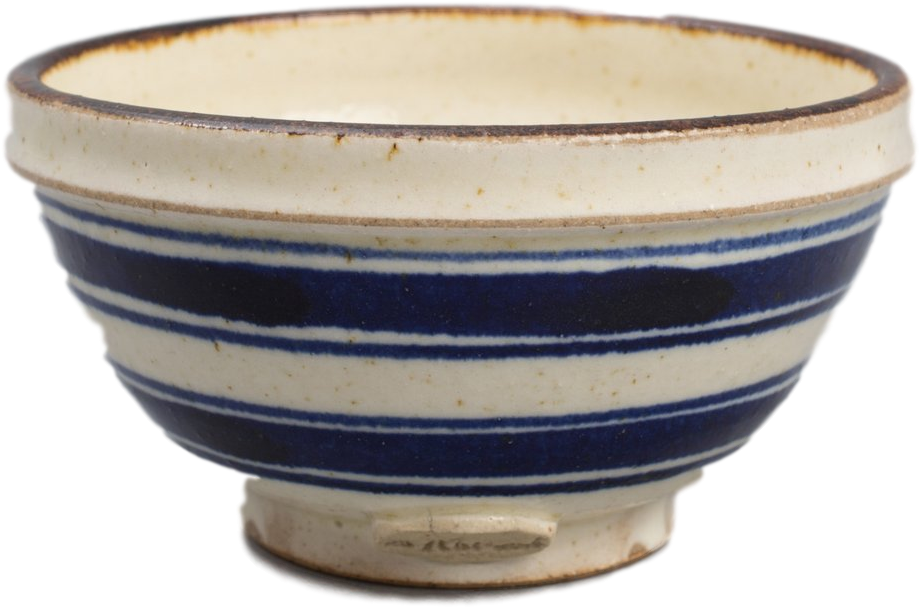 Vintage Striped Ceramic Bowl PNG image