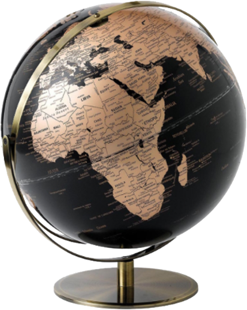 Vintage Style Blackand Copper Globe PNG image