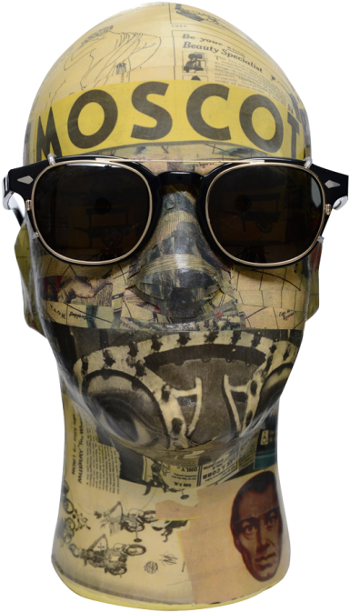 Vintage Style Mannequin Headwith Sunglasses PNG image