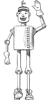Vintage Style Robot Illustration PNG image