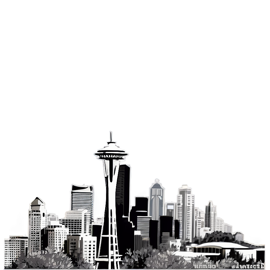 Vintage Style Seattle Skyline Png 06252024 PNG image