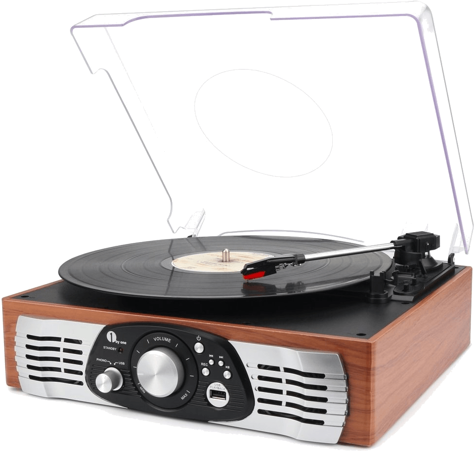 Vintage Style Turntablewith Vinyl Record PNG image