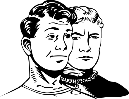 Vintage Style Two Men Illustration PNG image