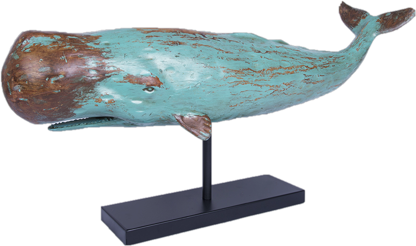 Vintage Style Whale Sculptureon Stand PNG image