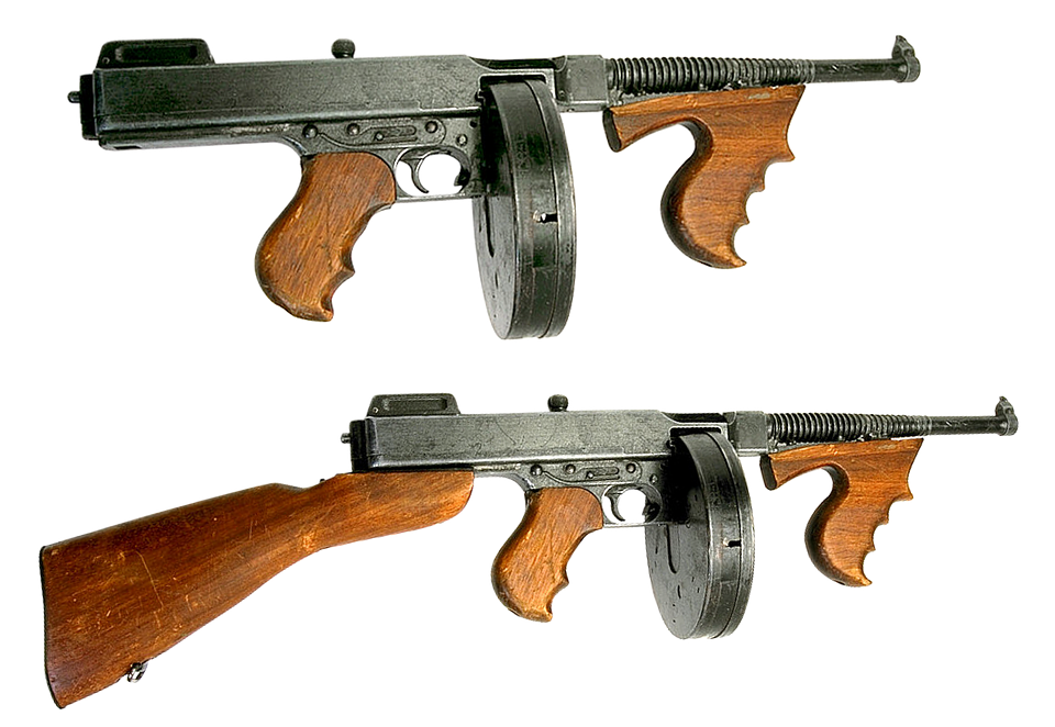 Vintage Submachine Guns Transparent PNG image