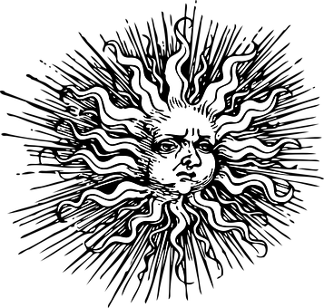 Vintage Sun Face Illustration PNG image