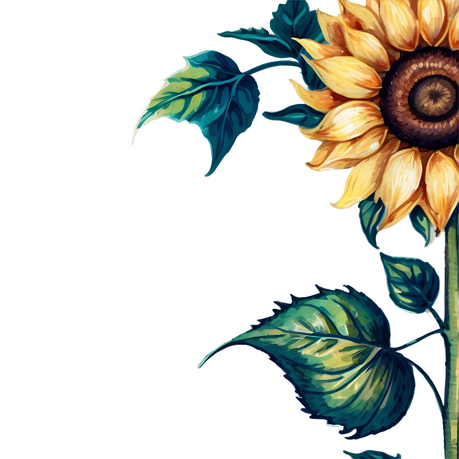 Vintage Sunflower Watercolor Illustration Png 06272024 PNG image