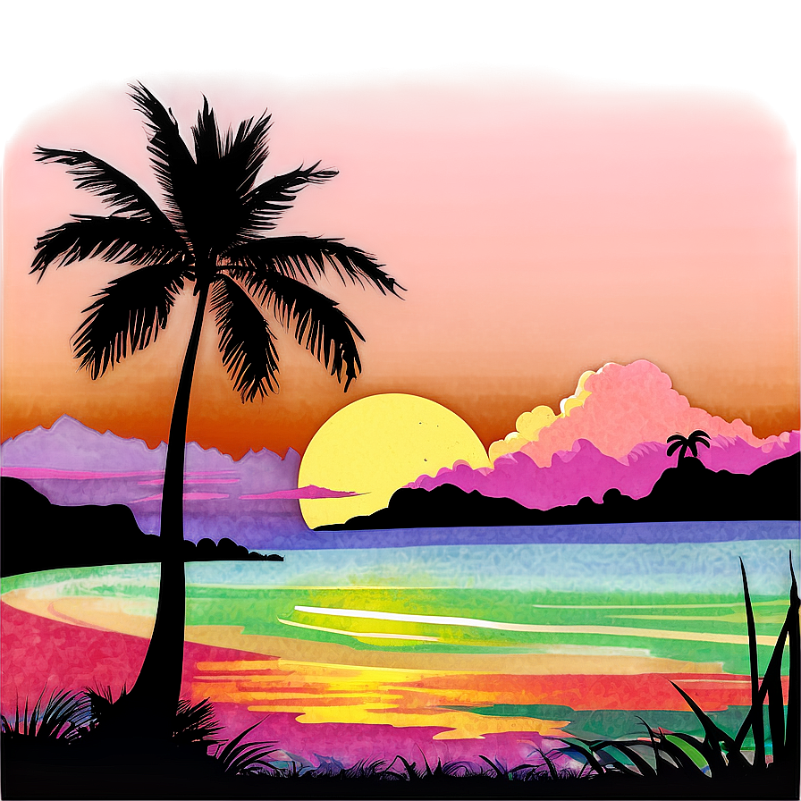 Vintage Sunset Beach Party Png 22 PNG image