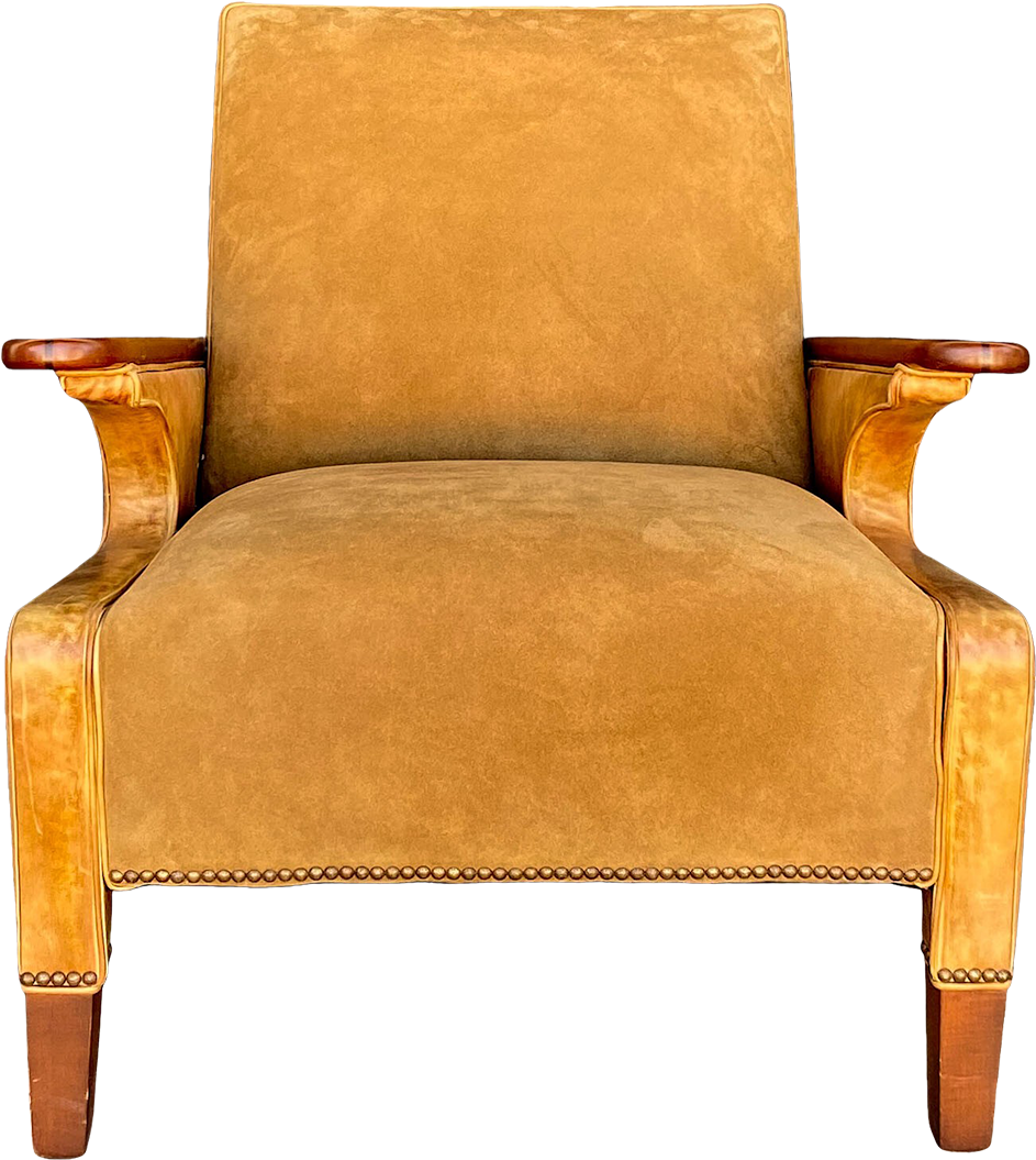 Vintage Tan Leather Club Chair PNG image