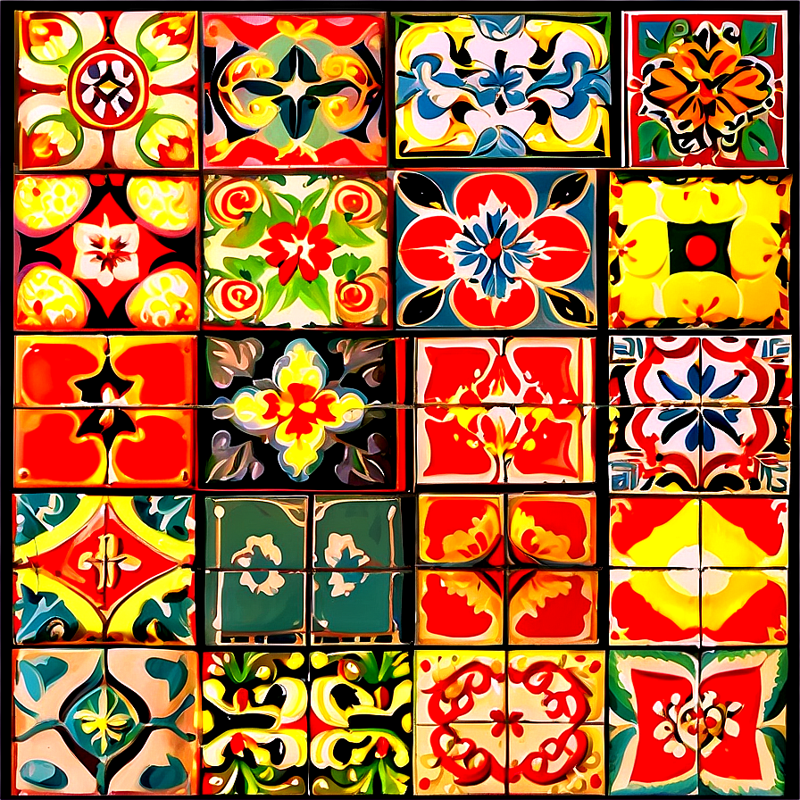 Vintage Tiles Pattern Png 90 PNG image