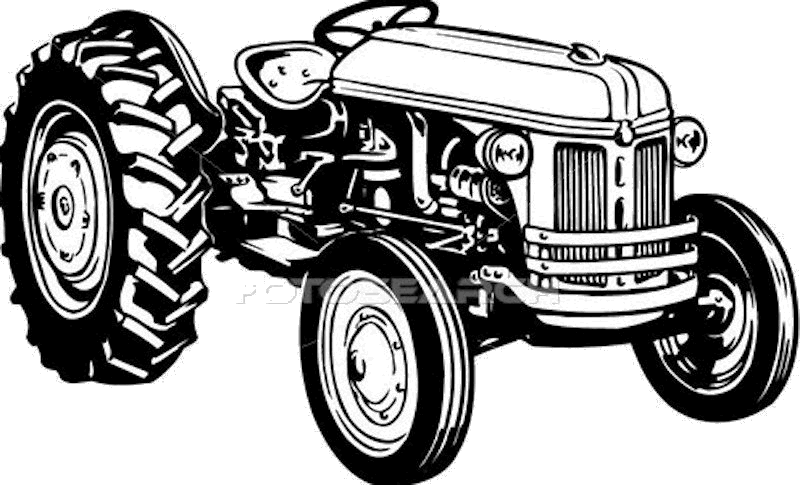 Vintage Tractor Line Art PNG image
