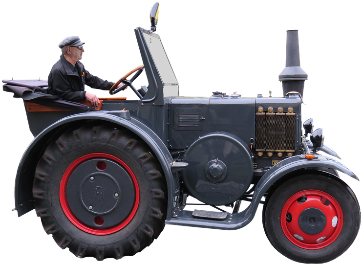 Vintage Tractorwith Driver PNG image