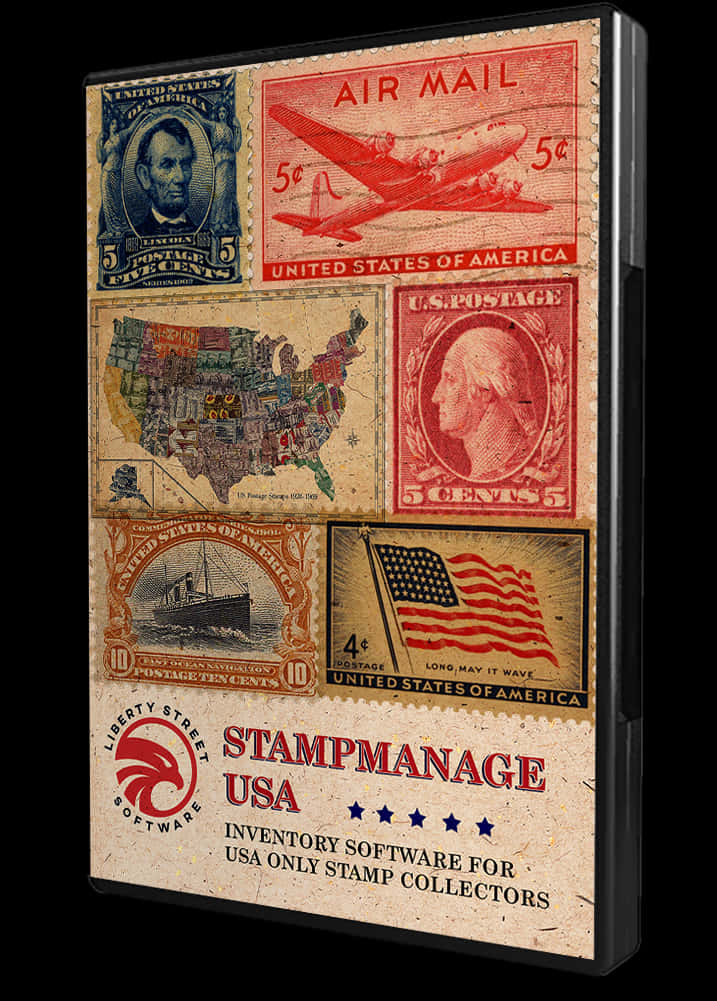 Vintage U S A Stamp Collection Software Box PNG image
