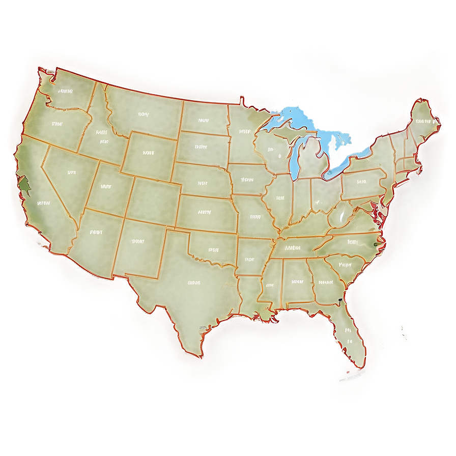 Vintage Usa Map Png 06292024 PNG image