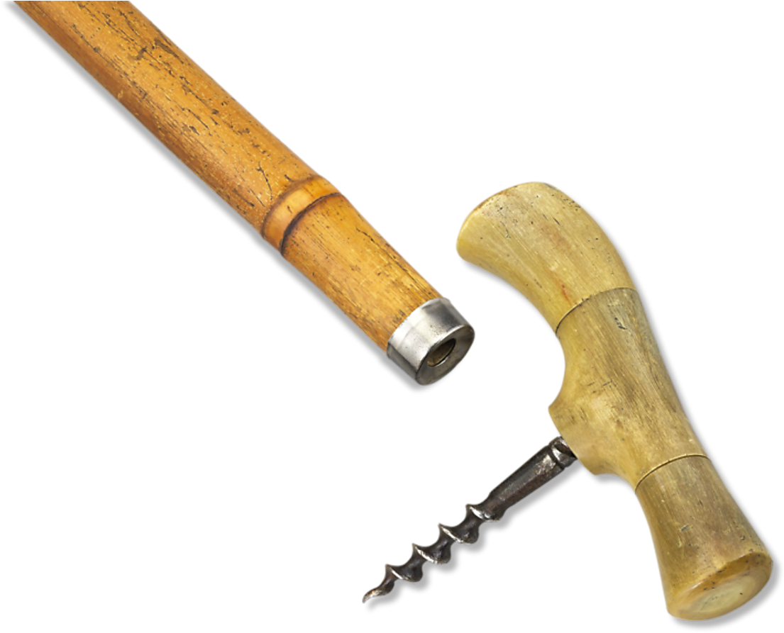 Vintage Walking Stick With Concealed Corkscrew PNG image