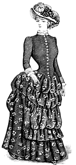 Vintage Womanin Traditional Dress PNG image