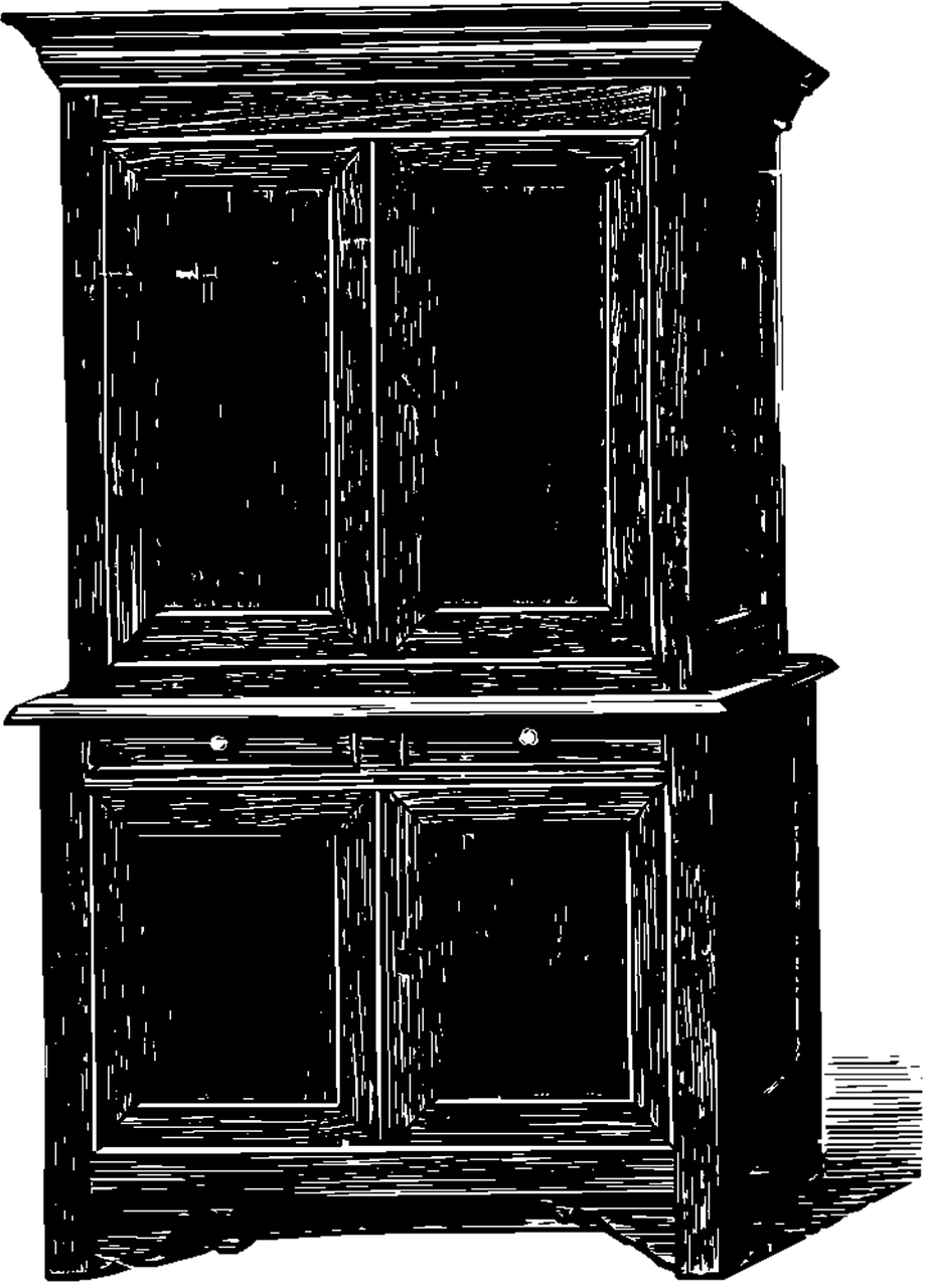 Vintage Wooden Dressing Table Sketch PNG image