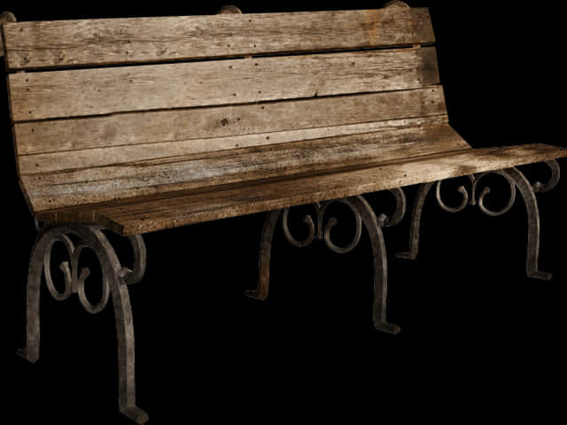 Vintage Wooden Park Bench PNG image