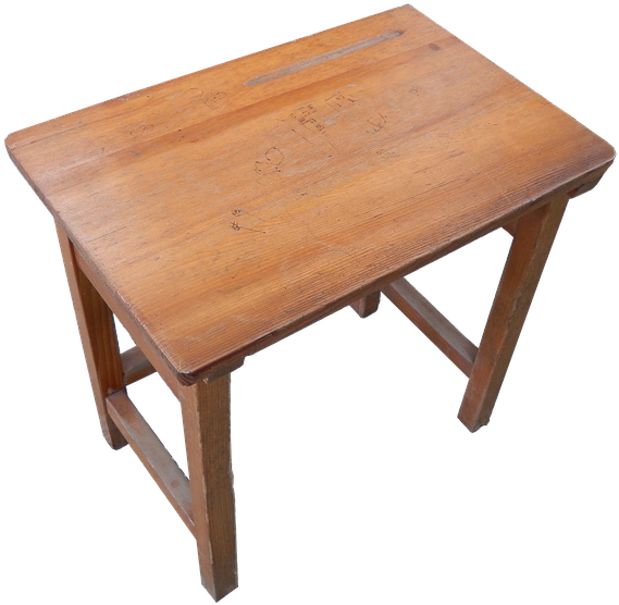 Vintage Wooden School Desk PNG image