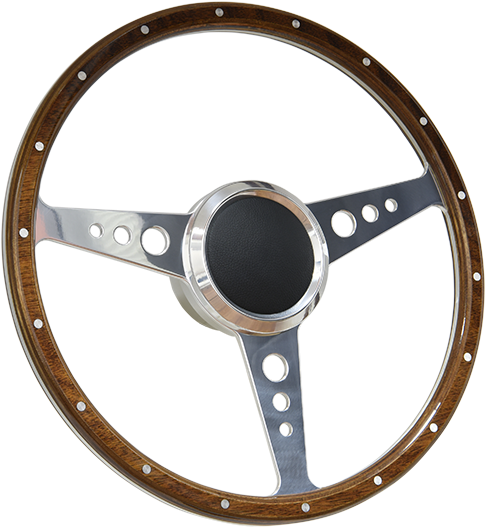 Vintage Wooden Steering Wheel PNG image