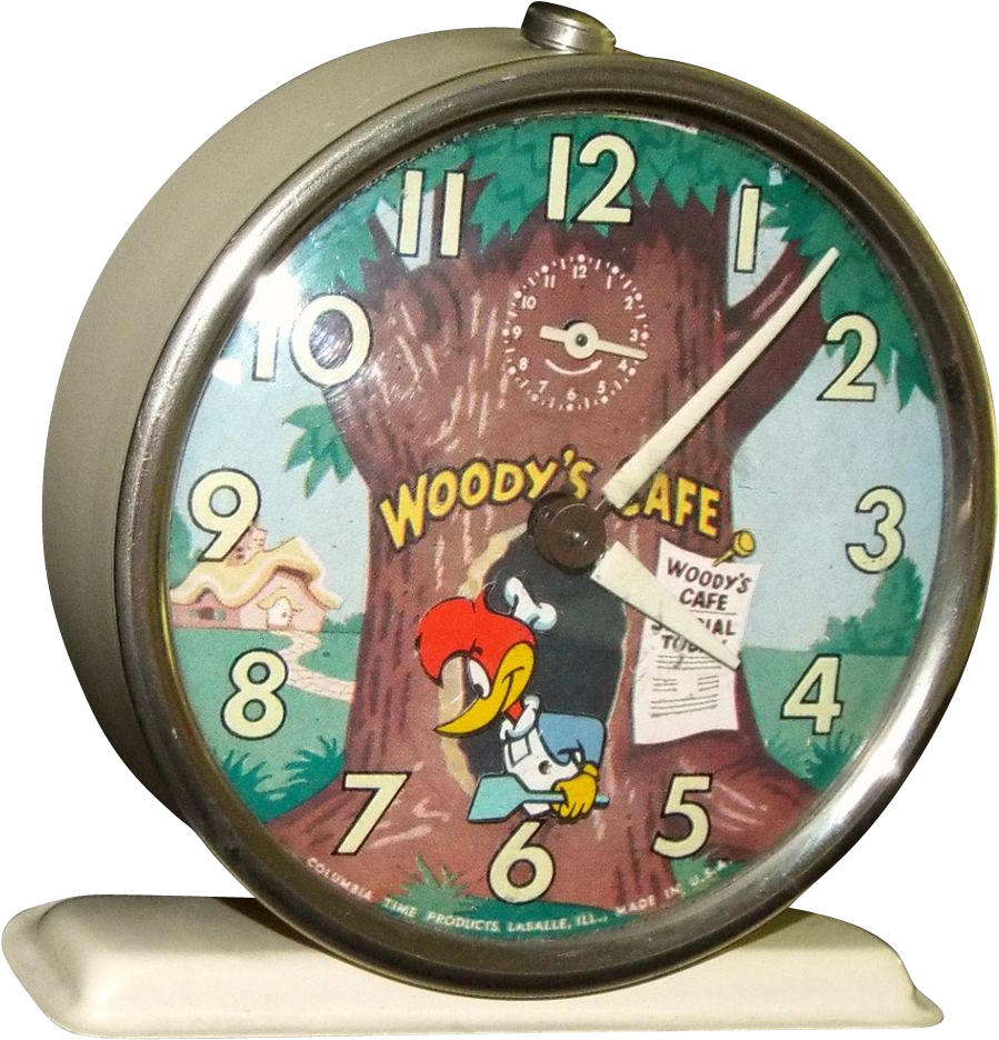 Vintage Woody Woodpecker Clock PNG image