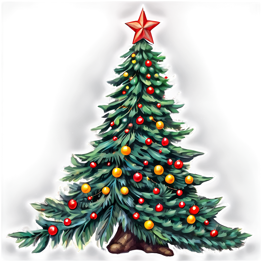 Vintage Xmas Tree Style Png Lim PNG image