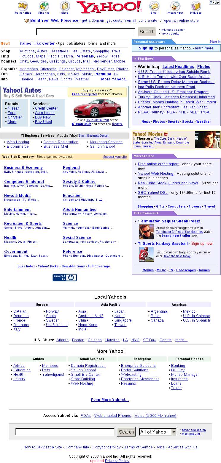 Vintage Yahoo Homepage Screenshot PNG image