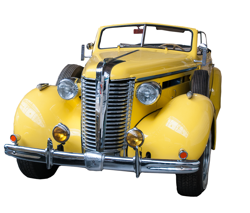 Vintage Yellow Car Classic Design PNG image