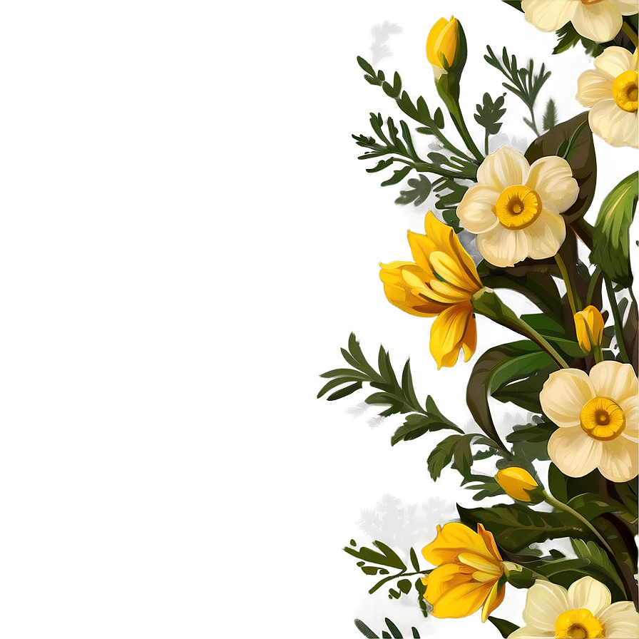 Vintage Yellow Flowers Png Cil PNG image