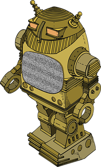 Vintage Yellow Robot Illustration PNG image