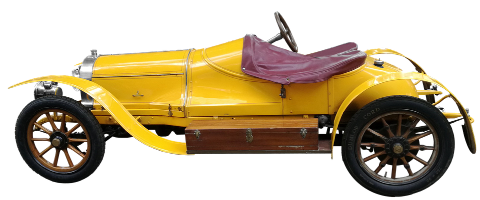 Vintage Yellow Rolls Royce Side View PNG image