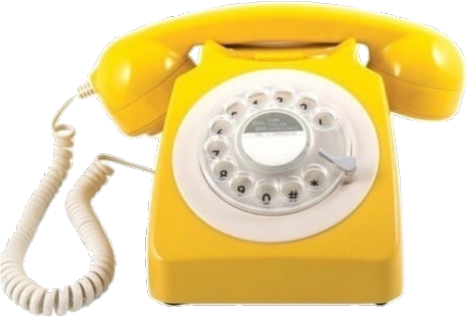 Vintage Yellow Rotary Phone PNG image