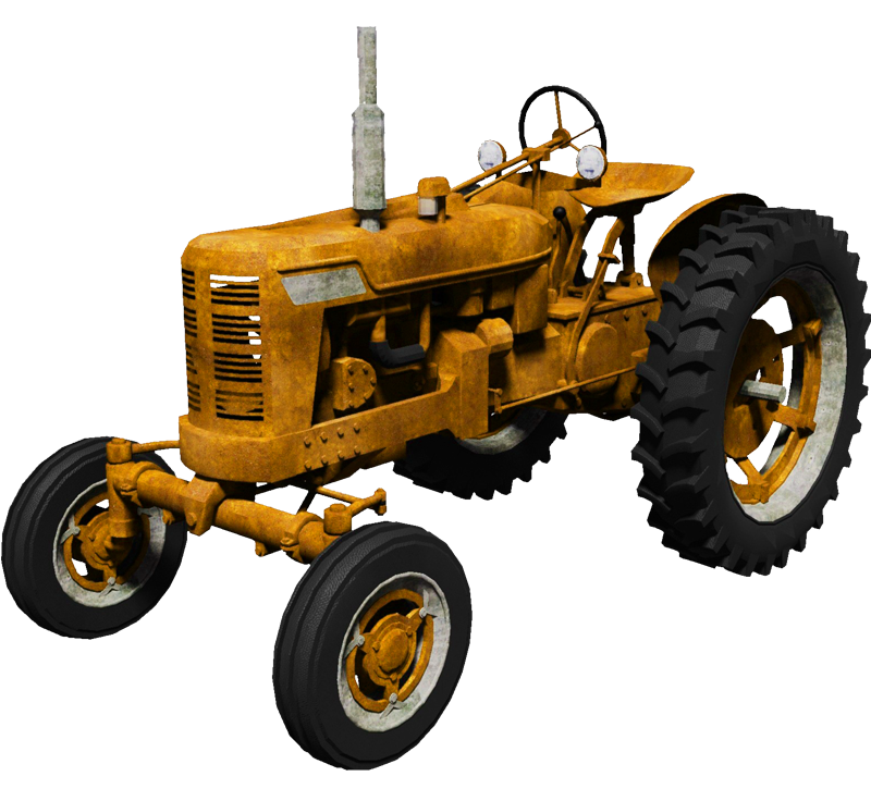 Vintage Yellow Tractor Isolatedon Black PNG image