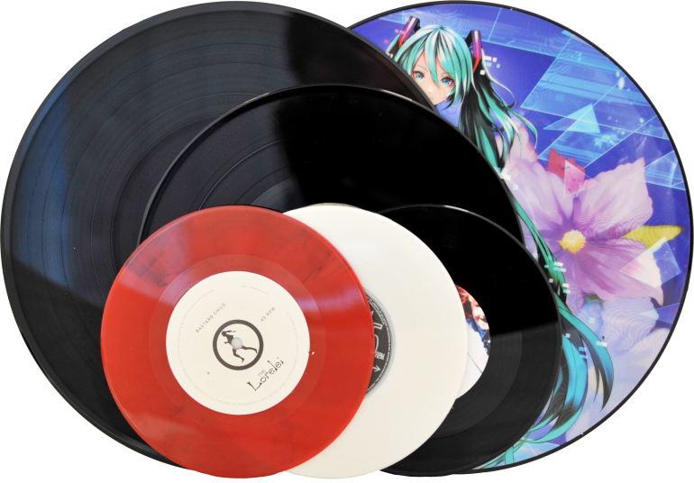 Vinyl Recordsand Anime Character Design PNG image