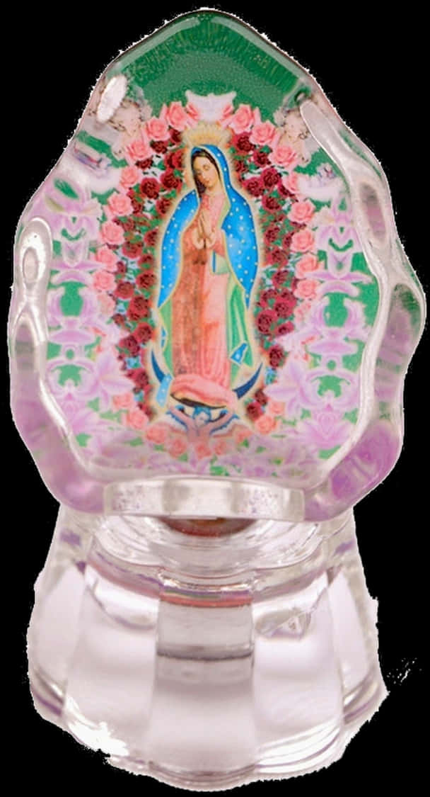 Virgen De Guadalupe Glass Figurine PNG image