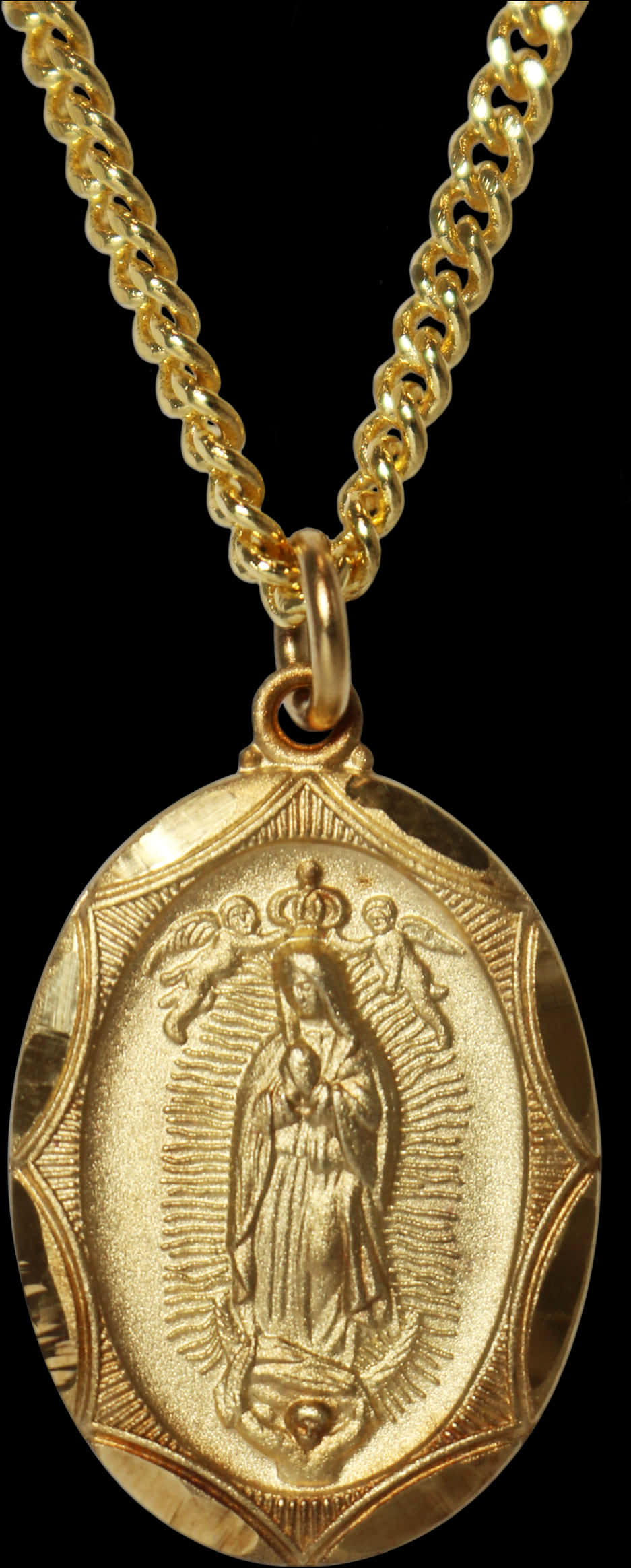 Virgen De Guadalupe Gold Pendant PNG image
