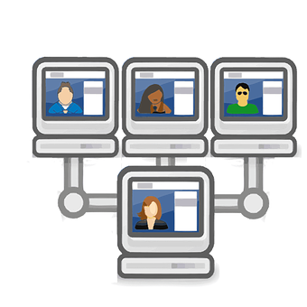 Virtual Team Connection Illustration PNG image