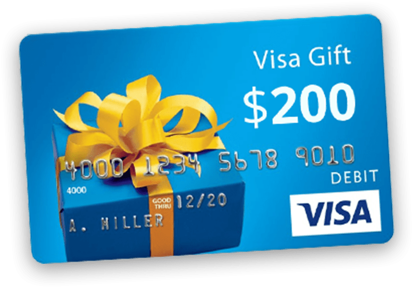 Visa Gift Card200 Dollars With Golden Ribbon PNG image