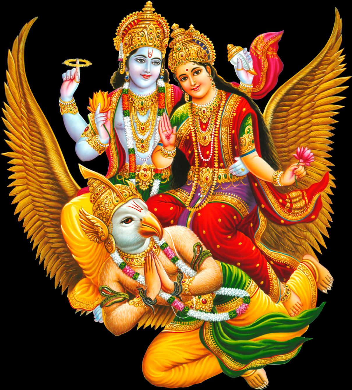 Vishnu_and_ Lakshmi_on_ Garuda PNG image