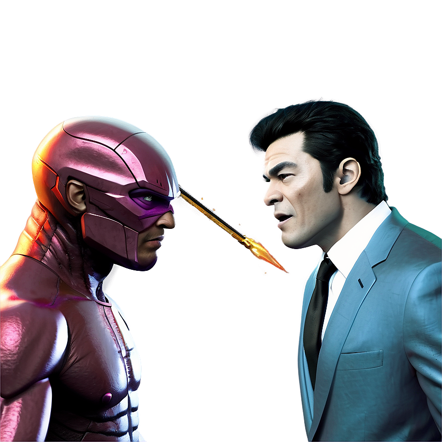 Visionvs Manin Suit Stare Down PNG image