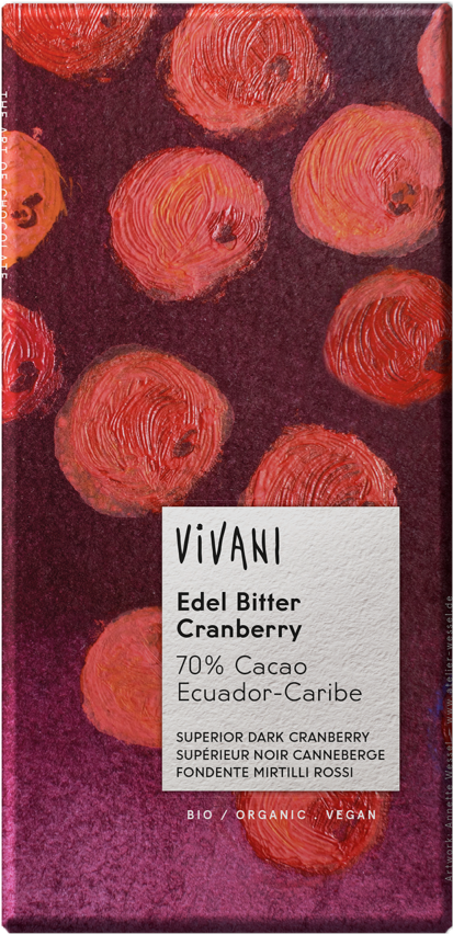 Vivani Cranberry Dark Chocolate Bar PNG image