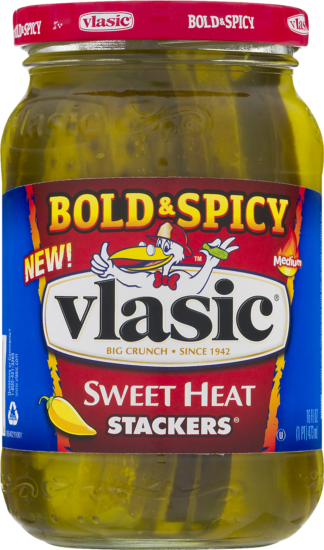 Vlasic Bold Spicy Sweet Heat Stackers Pickle Jar PNG image